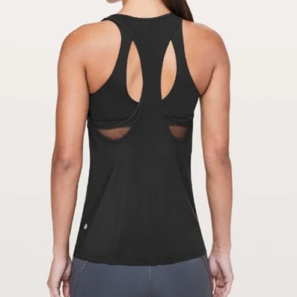 Lululemon Two-in-One Cross Conditioning Tank Black Built-In Bra Size 4 NWOT